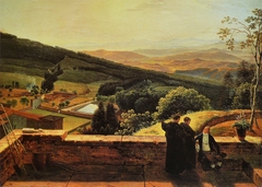 La vallée de l'Arno vue depuis le Paradisino de Vallombrosa