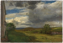 Landscape from Helgenæs with rain clouds