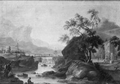 Landscape with a Bridge over a River by Anonymous