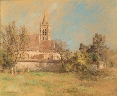 Landscape with Church - Léon Augustin Lhermitte - ABDAG007425