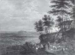 Landscape with Herd of Cattle before a Panoramic View by Anonymous
