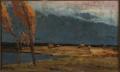 Landscape with poplars /Storm is at hand/ by Władysław Wankie