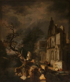 Landscape with Ruined Buildings and Figures