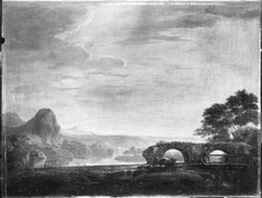 Landschaft mit Brückenruine by Philippe Le Clerc