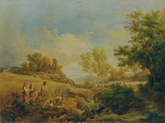 Landschaft mit Heuernte by Károly Markó