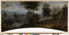 Landschap met taveerne en dansende boeren by David Teniers the Younger