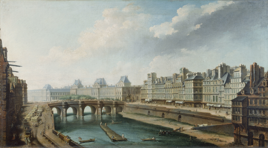 Le Louvre, le Pont-Neuf et le quai des Orfèvres, vus du quai des Grands-Augustins