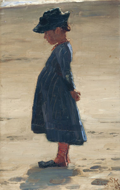 Little girl standing on Skagen's southern Beach by Peder Severin Krøyer