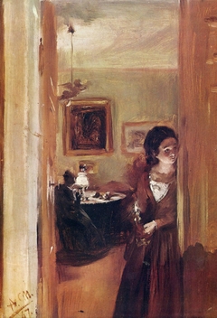 Living room with the artist's sister