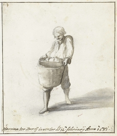 Man die een mand draagt by Harmen ter Borch