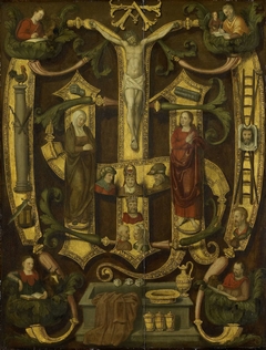Monogram of Christ combined with Instruments of the Passion