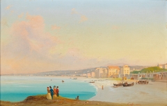 Nice. View of the Beach seen from Quai du Midi by Ippolito Caffi
