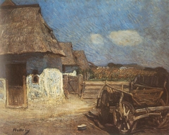 Peasant Yard with a Cart by Simon Hollósy