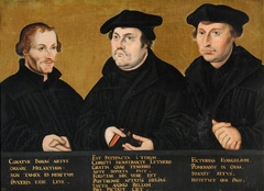 Philip Melanchthon (1497-1560), Martin Luther (1483-1546) and Johann Bugenhagen, called Dr Pommer (1485-1558) by Anonymous