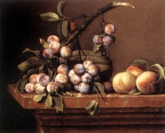 Plums and Peaches on a Table by Pierre Dupuis