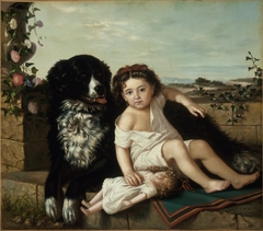 Portrait of a Girl wth Dog by Ernest Narjot
