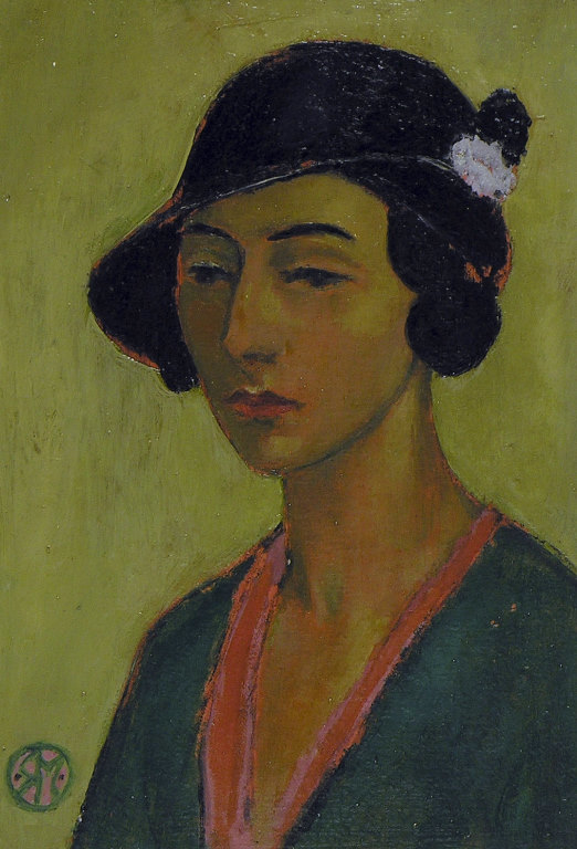 Portrait of a lady in a black hat