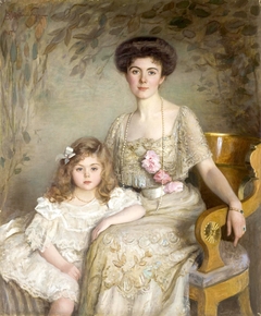 Portrait of A.V.Balashova (Born Gendrikova) with Her Daughter by Victor Karlovitch Chtemberg