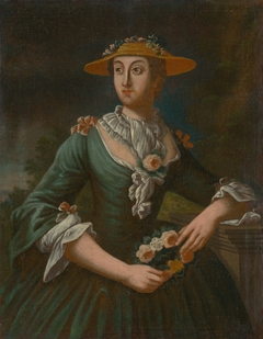 Portrait of a Woman in a Hat with Flowers by Anonymous