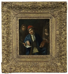 Portrait of de schilder Jan Abel Wassenbergh, echtgenoot van Johanna van Oyen, vader van de schilderes, een portret van zijn dochter schilderend (?) by Elisabeth Geertruida Wassenbergh