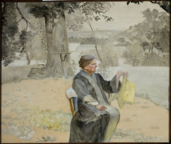 Portrait of sister Helena in the garden by Jacek Malczewski