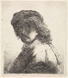 Portret van Rembrandt van Rijn met baret en halsdoek by Cornelis van der Grient