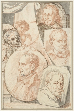 Portretten van Daniel Seghers, Jodocus de Momper en Cornelis de Vos by Jacob Houbraken