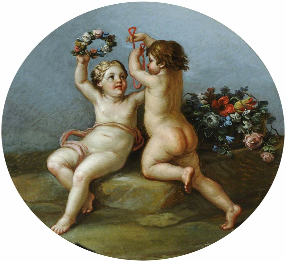 Putti with a Garland of Flowers
