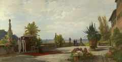 Queen Victoria (1819-1901) on the Terrace of Villa Palmieri by Hermann David Salomon Corrodi