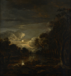 River Landscape with Woodcutters by Aert van der Neer