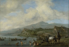 River Scene with Bathers by Philips Wouwerman