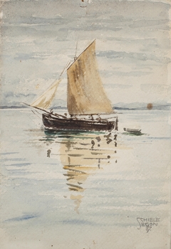 Sailing boat with reflections by Egon Schiele