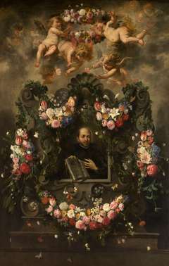Saint Ignatius Surrounded by a Garland of Flowers by Jan van Balen