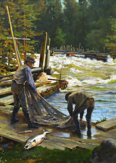 Salmon Fishers at the Langinkoski Rapid by Gunnar Berndtson