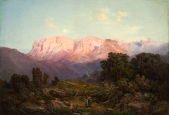 Schlern mit Rosengarten von Rampeun aus gesehen by Gottfried Seelos