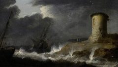Sea-coast with a storm by Bonaventura Peeters the Elder