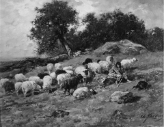 Shepherd and Sheep by Charles Jacque