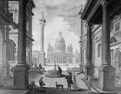 Square in front of a Magnificent Church by Bartholomeus van Bassen