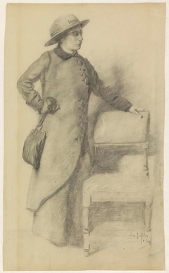 Staande dame met hoed en mantel by Pieter de Josselin de Jong