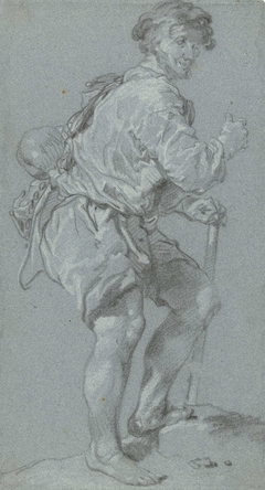 Staande man met stok in de linkerhand by Unknown Artist
