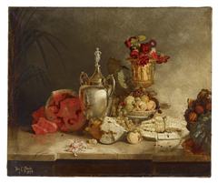 Still Life of Fruit and Urn by Theodore Clement Steele