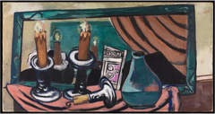 Still life with fallen candle by Max Beckmann