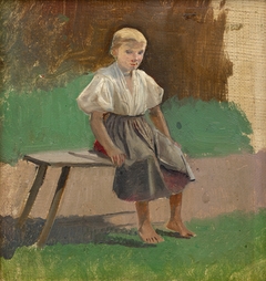 Study of a Seated Peasant Girl by László Mednyánszky