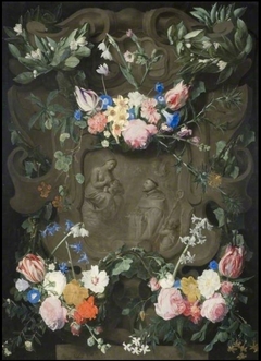 The Miracle of St Bernard in a Garland of Flowers by Daniel Seghers