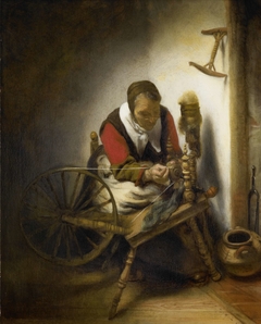 The Spinner, a Niddy-noddy Hanging on the Wall by Nicolaes Maes