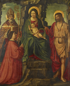 The Virgin and Child, Saints Ambrose and John the Baptist, and a Donor by Anonymous