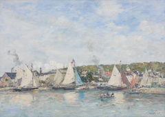 Trouville harbor by Eugène Louis Boudin
