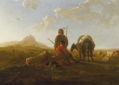 Two Shepherds in a Hilly Landscape by Aelbert Cuyp
