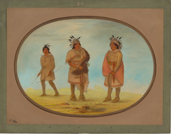 Two Weeah Warriors and a Woman by George Catlin