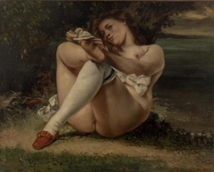 Woman with White Stockings by Gustave Courbet